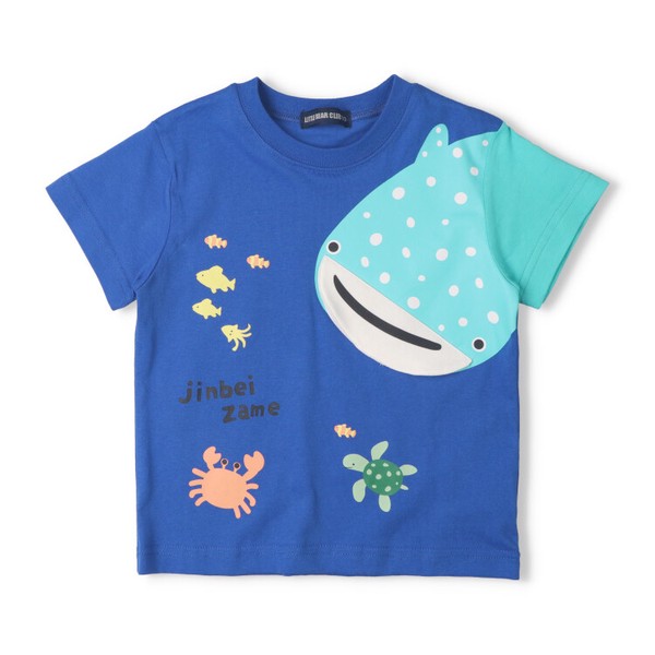 ジンベイザメ半袖Tシャツ  V36896  本体綿100％  海の生き物プリント  魚たちがいる楽しい仕掛け  ギフト