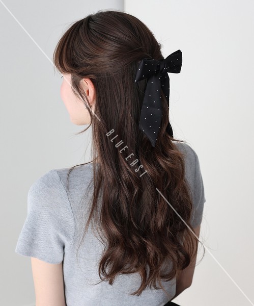 2026新作【スタッズサテンリボンポニーフック】ヘアフック　ヘアアクセサリー　スタッズ