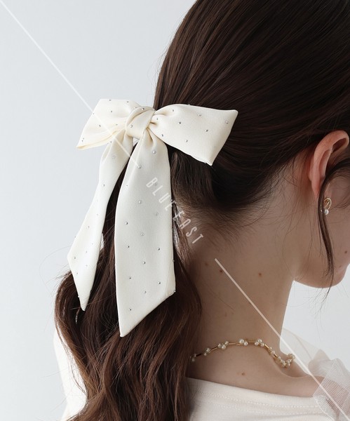 2026新作【スタッズサテンリボンポニーフック】ヘアフック　ヘアアクセサリー　スタッズ