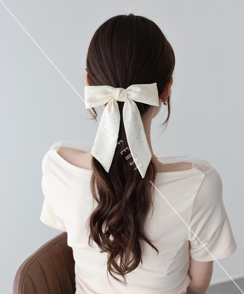 2026新作【スタッズサテンリボンポニーフック】ヘアフック　ヘアアクセサリー　スタッズ