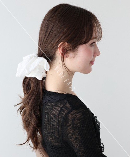 2026新作【コットンレーススクエアシュシュ】シュシュ　ヘアアクセサリー　コットンレース