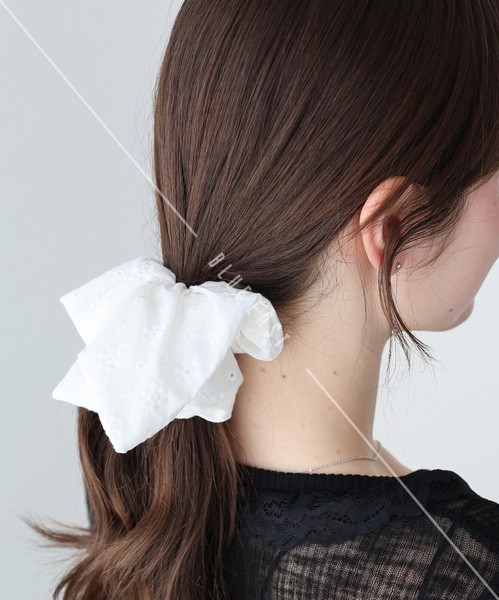 2026新作【コットンレーススクエアシュシュ】シュシュ　ヘアアクセサリー　コットンレース