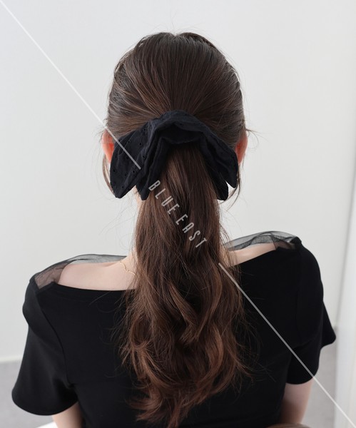 2026新作【コットンレーススクエアシュシュ】シュシュ　ヘアアクセサリー　コットンレース