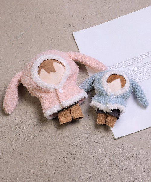 ぬいポンチョ ぬい服 うさぎ ウサギ うさ耳 ルームウェア パイル ふわふわ ぬい活 ぬい撮り 推し活