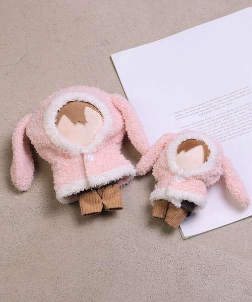 ぬいポンチョ ぬい服 うさぎ ウサギ ルームウェア パイル ふわふわ ぬい活 ぬい撮り ちびぬい 推し活