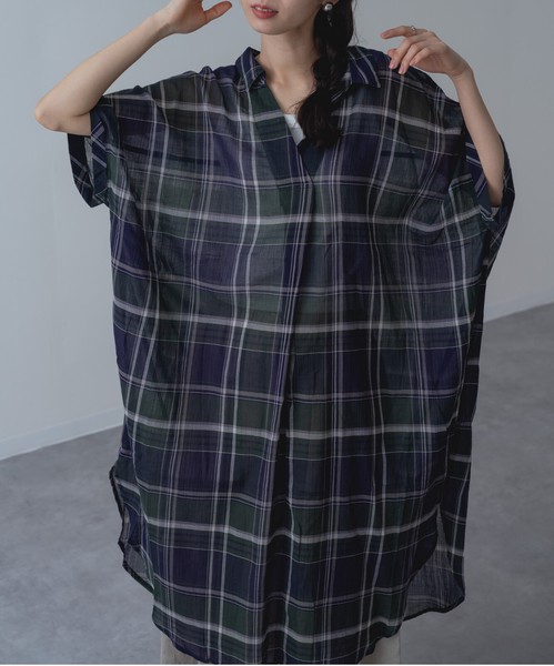 【2026SS新商品】ボイルスキッパーワンピース / ワンピ　チェック柄　チェックワンピース　半袖
