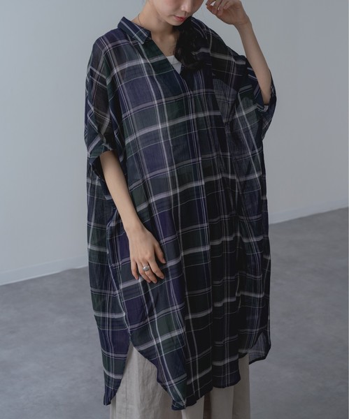 【2026SS新商品】ボイルスキッパーワンピース / ワンピ　チェック柄　チェックワンピース　半袖