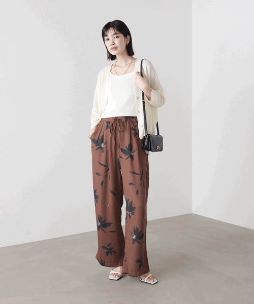 【SALE】ラメフラワー柄ワイドパンツ◇存在感のあるデザインが目を惹くリラックスワイドパンツ 2026新作
