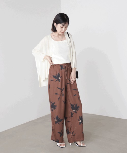 【SALE】ラメフラワー柄ワイドパンツ◇存在感のあるデザインが目を惹くリラックスワイドパンツ 2026新作