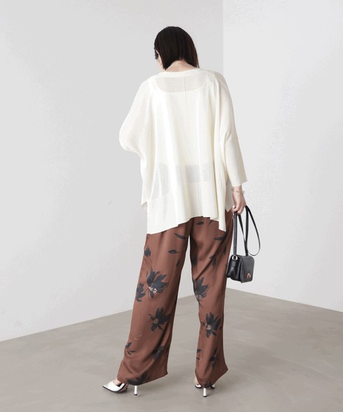 【SALE】ラメフラワー柄ワイドパンツ◇存在感のあるデザインが目を惹くリラックスワイドパンツ 2026新作