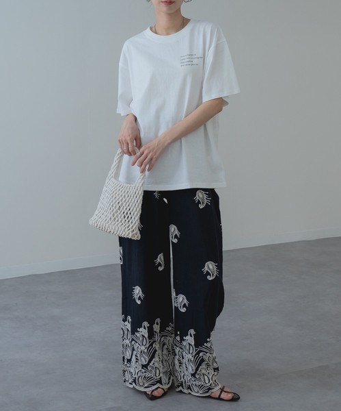 【2026SS新商品】胸刺繍Tシャツ　/　トップス　半袖　ロゴT　刺繍T　Tシャツ　無地　レディース