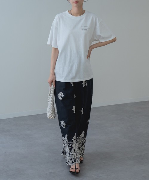 【2026SS新商品】胸刺繍Tシャツ　/　トップス　半袖　ロゴT　刺繍T　Tシャツ　無地　レディース