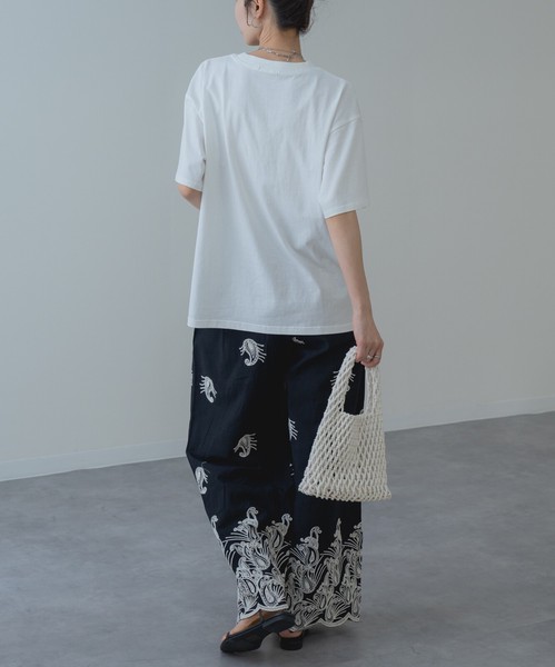 【2026SS新商品】胸刺繍Tシャツ　/　トップス　半袖　ロゴT　刺繍T　Tシャツ　無地　レディース