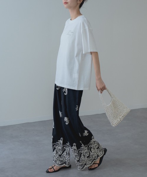 【2026SS新商品】胸刺繍Tシャツ　/　トップス　半袖　ロゴT　刺繍T　Tシャツ　無地　レディース