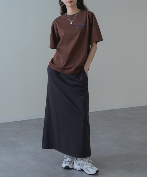 【2026SS新商品】胸刺繍Tシャツ　/　トップス　半袖　ロゴT　刺繍T　Tシャツ　無地　レディース