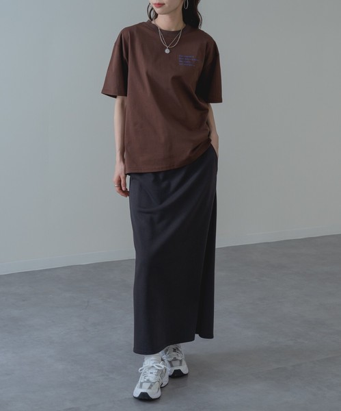 【2026SS新商品】胸刺繍Tシャツ　/　トップス　半袖　ロゴT　刺繍T　Tシャツ　無地　レディース
