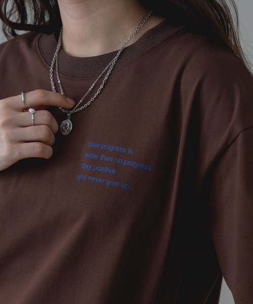 【2026SS新商品】胸刺繍Tシャツ　/　トップス　半袖　ロゴT　刺繍T　Tシャツ　無地　レディース