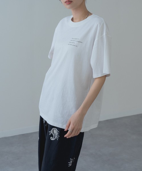 【2026SS新商品】胸刺繍Tシャツ　/　トップス　半袖　ロゴT　刺繍T　Tシャツ　無地　レディース