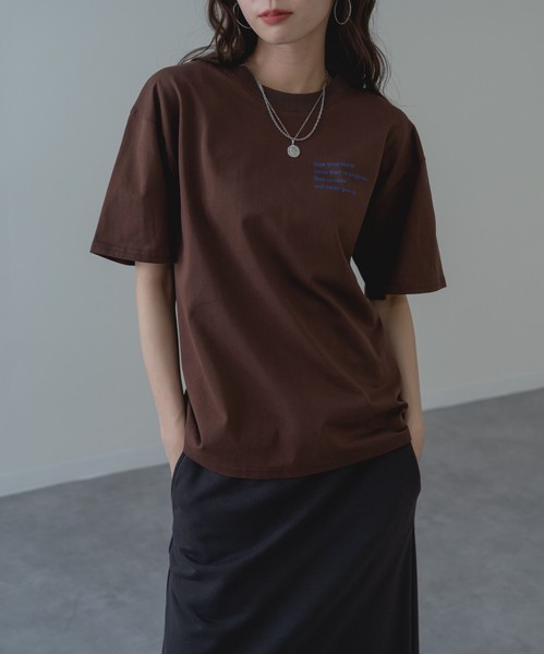 【2026SS新商品】胸刺繍Tシャツ　/　トップス　半袖　ロゴT　刺繍T　Tシャツ　無地　レディース