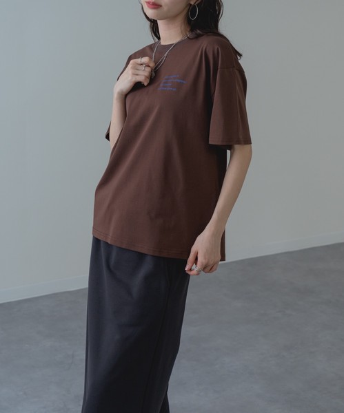 【2026SS新商品】胸刺繍Tシャツ　/　トップス　半袖　ロゴT　刺繍T　Tシャツ　無地　レディース
