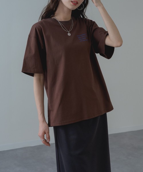 【2026SS新商品】胸刺繍Tシャツ　/　トップス　半袖　ロゴT　刺繍T　Tシャツ　無地　レディース