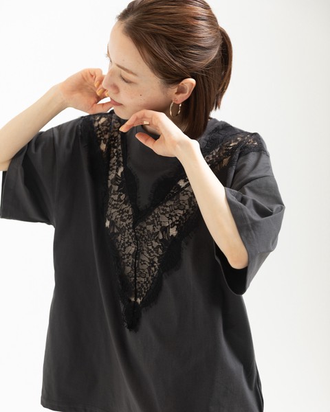 【再入荷】レース切替 ビッグTシャツ　●6/4・6/17日追加入荷