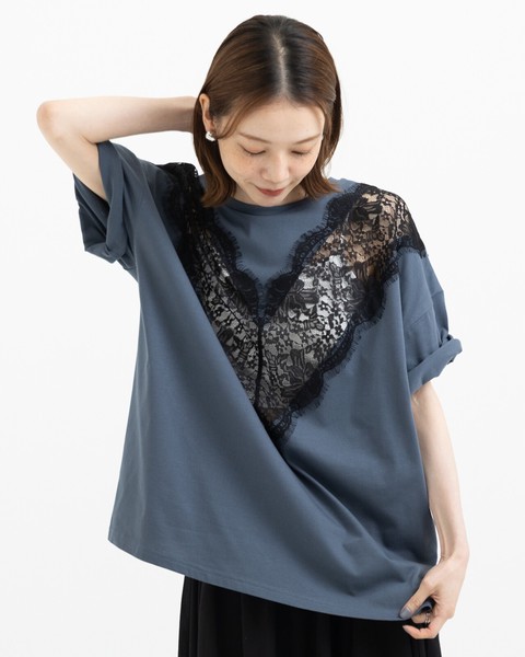 【再入荷】レース切替 ビッグTシャツ　●6/4・6/17日追加入荷
