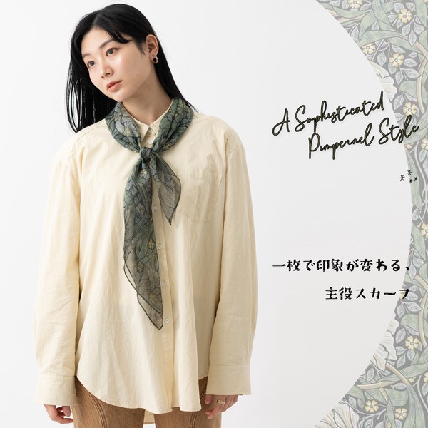 Jubilee ウィリアムモリス柄 シフォン スカーフ 90x90cm 苺泥棒 ファッション雑貨 日差し対策