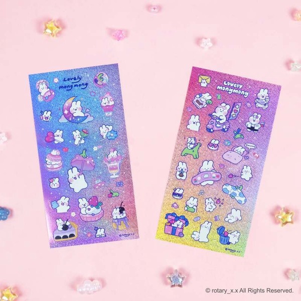 【funbox】Lovely MongMong ＜ ラブリーモンモン ＞　ホログラムシール 　ピンク