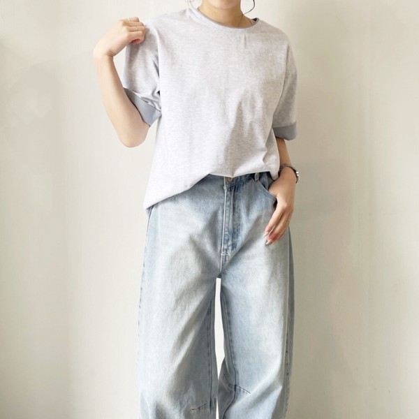 【2026新作】綿天竺袖配色半袖Tシャツ