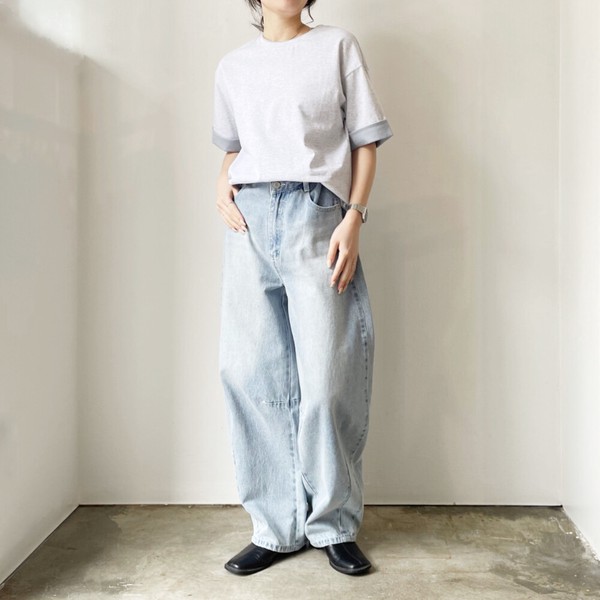 【2026新作】綿天竺袖配色半袖Tシャツ