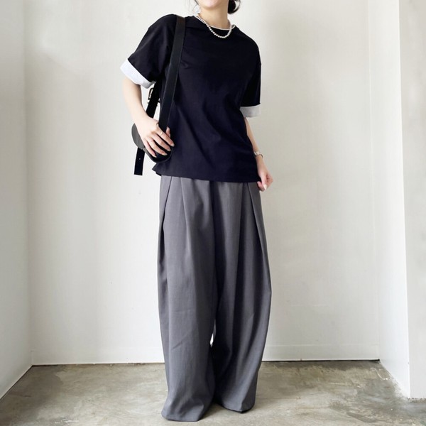 【2026新作】綿天竺袖配色半袖Tシャツ
