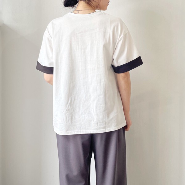 【2026新作】綿天竺袖配色半袖Tシャツ