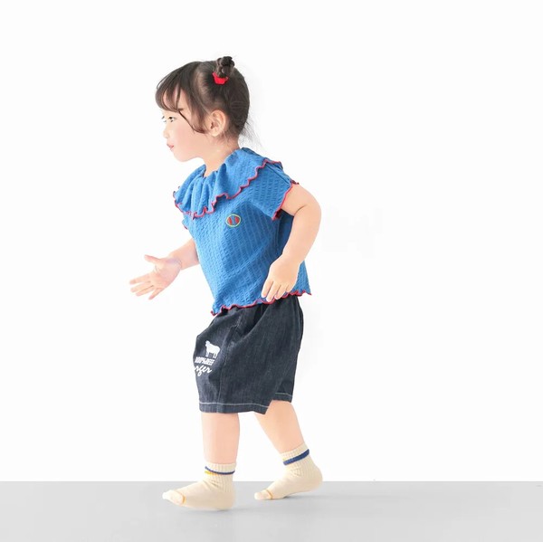 人気！ワッペンライトデニムハーフ / C2057 / 80cm-130cm