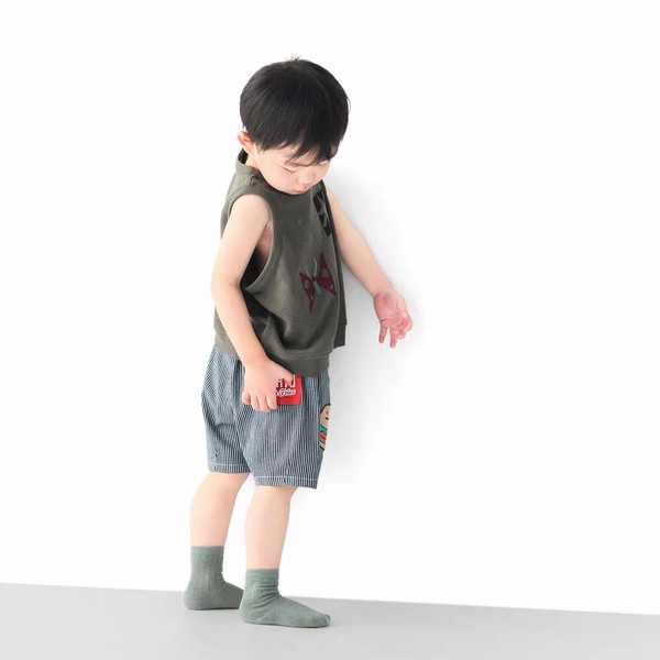 人気！ワッペンライトデニムハーフ / C2057 / 80cm-130cm
