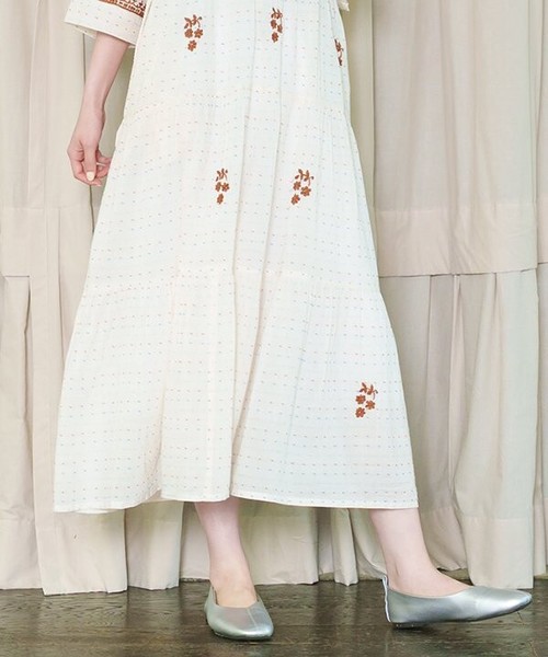 インド綿　刺繡ワンピース　Mサイズ　レディース