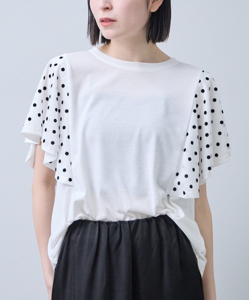 フロッキードットチュールドッキングTシャツ 2026春夏　Economico