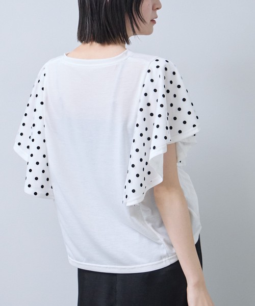 フロッキードットチュールドッキングTシャツ 2026春夏　Economico