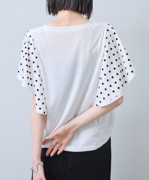 フロッキードットチュールドッキングTシャツ 2026春夏　Economico