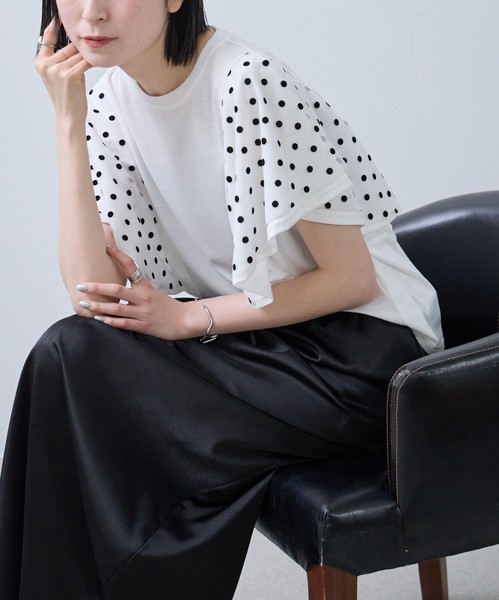 フロッキードットチュールドッキングTシャツ 2026春夏　Economico