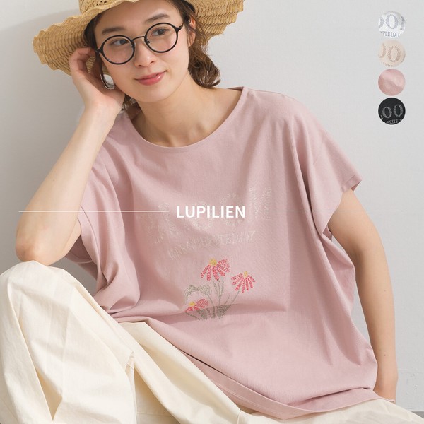 16SOE天竺 BROOM 花刺繍 ボクシーシルエット Tシャツ【2026春夏新作】