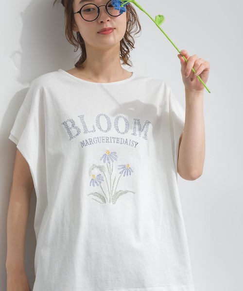 16SOE天竺 BROOM 花刺繍 ボクシーシルエット Tシャツ【2026春夏新作】
