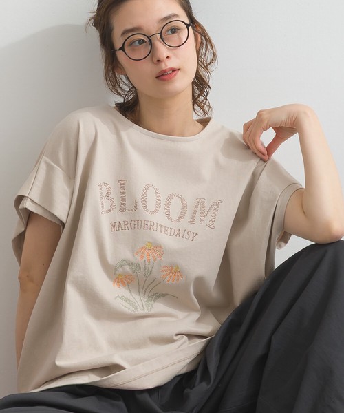 16SOE天竺 BROOM 花刺繍 ボクシーシルエット Tシャツ【2026春夏新作】