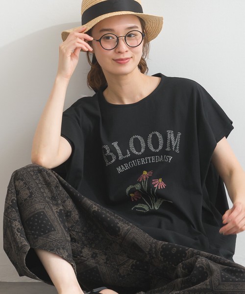 16SOE天竺 BROOM 花刺繍 ボクシーシルエット Tシャツ【2026春夏新作】