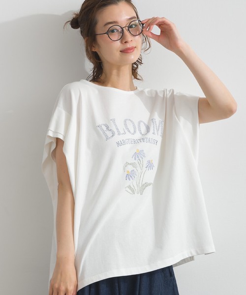 16SOE天竺 BROOM 花刺繍 ボクシーシルエット Tシャツ【2026春夏新作】