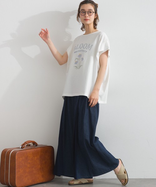 16SOE天竺 BROOM 花刺繍 ボクシーシルエット Tシャツ【2026春夏新作】