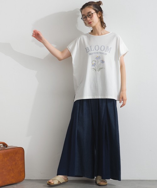 16SOE天竺 BROOM 花刺繍 ボクシーシルエット Tシャツ【2026春夏新作】