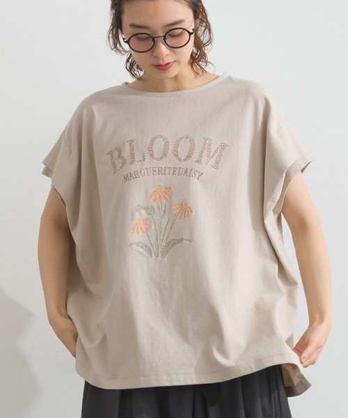 16SOE天竺 BROOM 花刺繍 ボクシーシルエット Tシャツ【2026春夏新作】