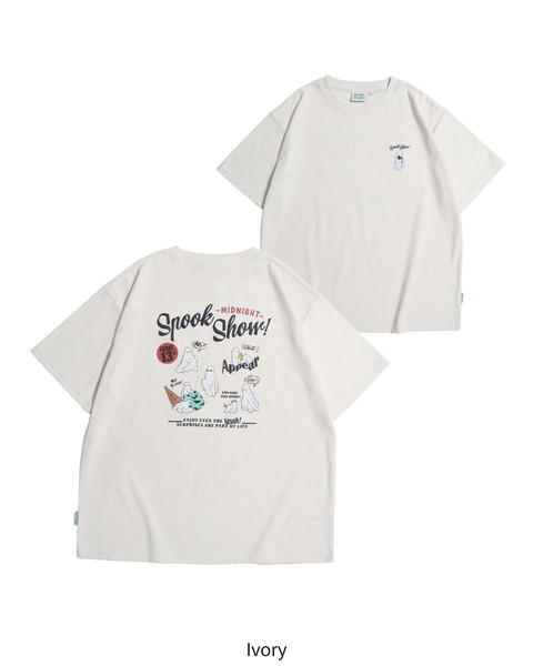 【涼感】梨地発泡プリントTシャツ　オバケ柄【2026夏物】