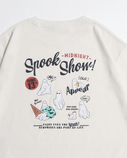 【涼感】梨地発泡プリントTシャツ　オバケ柄【2026夏物】